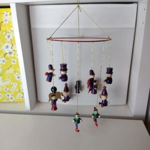 12 Vintage German Wooden Christmas Decorations Boxed Hanging Mobile Angel Santa - Picture 1 of 16