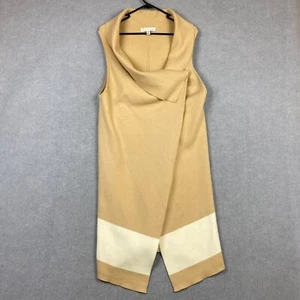 Forever New Coat Womens Medium Beige White Sleeveless Long Coatigan Crepe Knit - Picture 1 of 9
