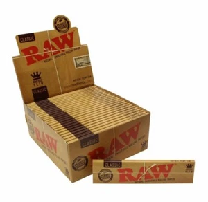 12 x RAW Classic Natural Unrefined Rizla Rolling Papers Slim 110mm King Size  - Picture 1 of 7