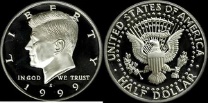 Medio dólar Kennedy 1999 S 90 % plata camafeo profundo gema prueba - Imagen 1 de 1