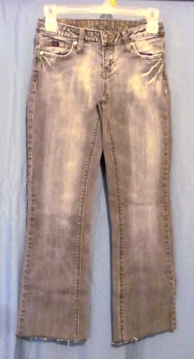 Pantalones de mezclilla desgastados REQUEST Bootcut, talla 25, dobladillo crudo, entrepierna de 26" Foto 1 de 4