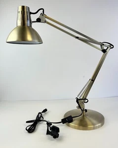 Metal Desk Lamp Multi-Angle Adjustable Goose Neck Architect Swing Arm Bronze - Picture 1 of 4