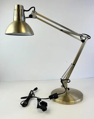 Metal Desk Lamp Multi-Angle Adjustable Goose Neck Architect Swing Arm Bronze - Image 1 of 4