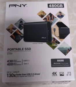 PNY Elite 480GB Portable SSD (PSD1CS1050480) External SSD Drive Sealed New - Picture 1 of 3