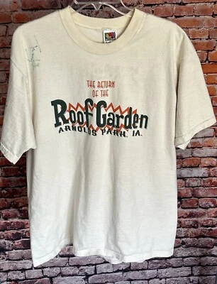 Vtg 1997 The Return of the ROOF GARDEN Arnolds Park, IA Concert T-Shirt sz Large - Image 1 of 4