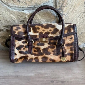 Cartera Brahmin Vintage Bridget Beige Leopardo Lujo Pelo de becerro - Imagen 1 de 11