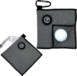 Piccolo Asciugamano da Golf Magnetico con Clip Microfibra Waffle Design Sacche da Golf - Foto 1 di 3