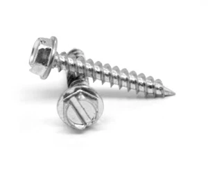 #10-12 x 3" Sheet Metal Screw Slot Hex Washer Hd Type A Zinc - Picture 1 of 1