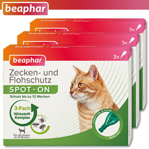 Beaphar 3X Garrapatas- Y Antipulgas Spot-On para Gatos (Cada 3 X 0,8ML )