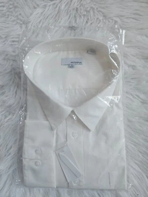 TALLA 22 TALL MODENA (NUEVO) Camisa de Vestir Blanca Off Manga Larga Lote #34 Foto 1 de 4