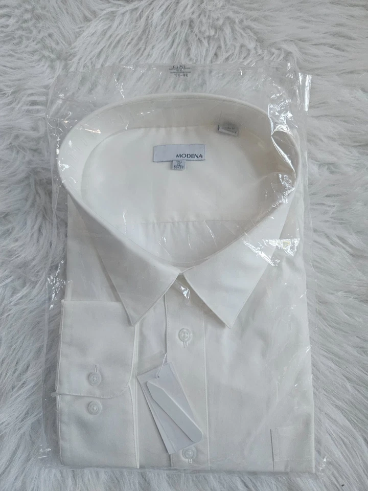 TALLA 22 TALL MODENA (NUEVO) Camisa de Vestir Blanca Off Manga Larga Lote #34 Foto 1 de 4
