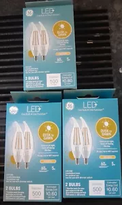GE Dusk to Dawn LED CAC Candelabra Base Soft White 60W Light Bulbs 6 Pack - Picture 1 of 4