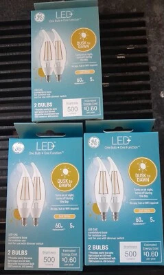 GE Dusk to Dawn LED CAC Candelabra Base Soft White 60W Light Bulbs 6 Pack - Image 1 of 4