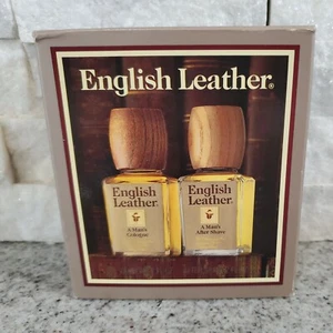 Vintage English Leather Cologne & After Shave Set Wood Tops for Men, 2 Oz. each - Picture 1 of 8