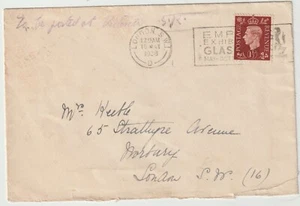 1938 LONDON SW SLOGAN SOUTHERN RAILWAY 3d PARCEL STAMP WEST WORTHING TO VICTORIA - Picture 1 of 2
