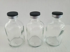 3ct USP 50 ml Clear Vials With Black Flip Off Caps & Gray Butyl Plugs - Picture 1 of 3