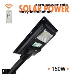 Solar Street Light Dusk to Dawn Auto On/Off Outdoor Security 150W Cool White - Picture 1 of 14