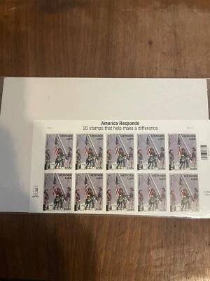 America Responds 9/11 2001 Heroes USA First Class Flag Stamp Half Sheet 20 $4.50 - Image 1 of 2