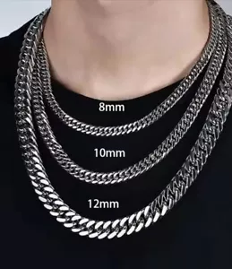 23.6 inch Stainless Steel Silver Chain Cuban Curb Women/Mens Necklace 14mm Thick - Picture 1 of 8