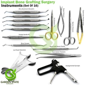 Instrumentos de injerto de elevación de senos para implantes Kit de cirugía dental MDS-16 - Imagen 1 de 16