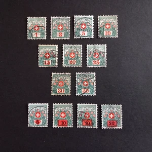 SVIZZERA 1910/1924 SEGNATASSE, SERIE DI 13 VALORI USATI - Bild 1 von 2