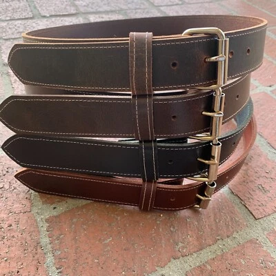 Genuine Buffalo Leather Handcrafted/Hand-stitched Belts 1-3/4" - Image 1 of 4