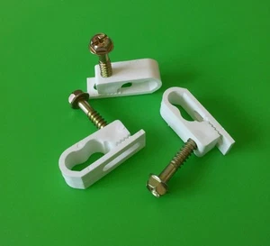 (QTY 200) Perfect Vision White DUAL Grip Clips with Screw RG6 RG59 (100 X2 BAGS) - Picture 1 of 1