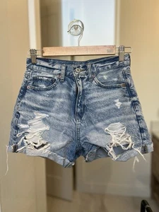 American Eagle Shorts Womens Size 2 Blue Denim Cut Off Distressed Pockets Casual - Picture 1 of 10