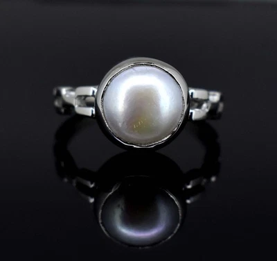 4,24 weiße Südseeperle 925 Sterling Silber Heil Edelstein Unisex Ring - Bild 1 von 4