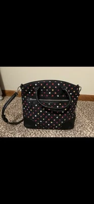 Vera Bradley 日间挎包钱包哈瓦那圆点波尔卡圆点 11"x12.5"x5" — 第 1/3 张图片