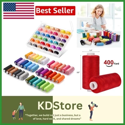 72-Piece Multicolor Sewing Thread Kit with Bobbins - Image 1 of 4