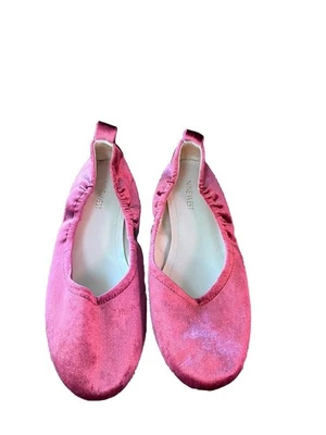 Nine West Red Velvet Ballet Flats Women's Sz 8.5M Holiday Preppy Round Toe Med - Image 1 of 4
