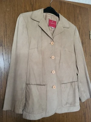 Chevignon Girls creme-farbene Leder-Jacke Gr.40/M echtes Leder Top Zustand - Bild 1 von 4