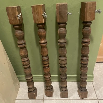 Vintage Turned Wood Spindle Balusters 30 x 2 1/2 inches Lot of 4 Or Table Legs - Image 1 of 4