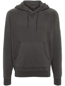 Sudadera con capucha Tom Ford para hombre 100 % algodón gris oscuro con logotipo - Imagen 1 de 11