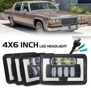 4X6"inch LED Headlights Hi/Lo DRL Turn For Cadillac Fleetwood DeVille 1975-1986 - Picture 1 of 17