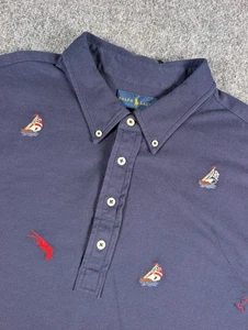 Polo Ralph Lauren Strick Oxford Poloshirt Herren 2XL dunkelblau bestickt Segelboot - Bild 1 von 9