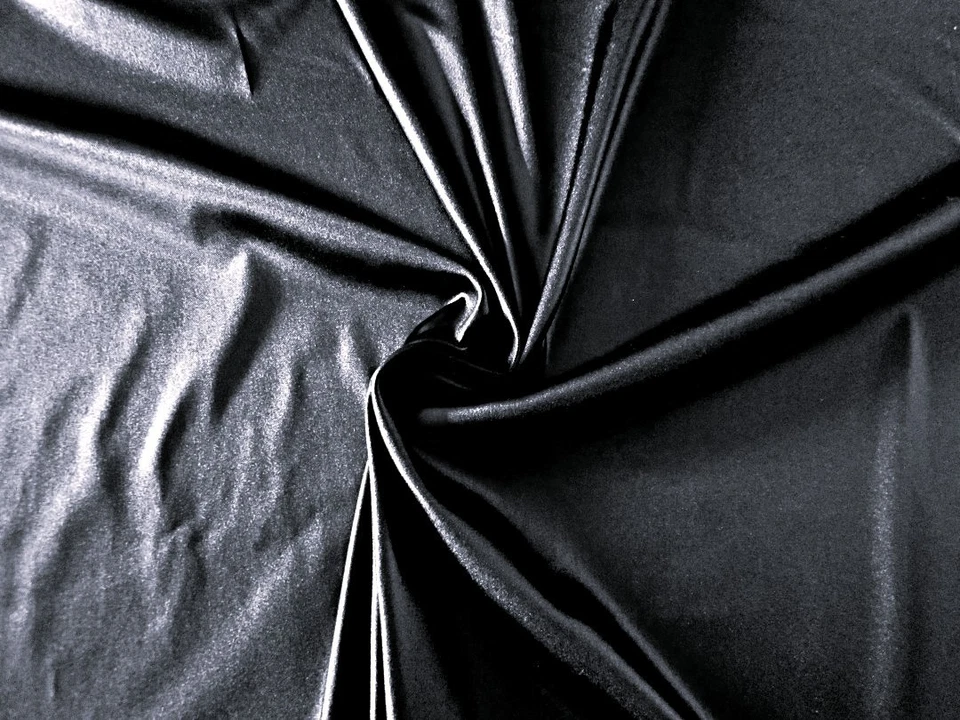 Sexy Vintage Black Wet-Look 2way Stretch Satin Lot 3yd 17" by 47" - Image 1 of 1