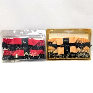 2 Paar Vintage Ris Gay Gold Schwarz Rot Strumpfband Set Kostüm Braut Neuheit Geschenk - Bild 1 von 7