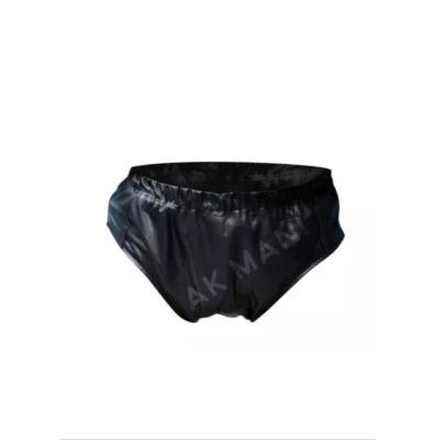 Men's Genuine Retro Black Leather Low-Cut Running Short Casual Gym Shorts - Image 1 of 2