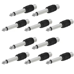 10Packs RCA Female Jack To 6.3mm Male Mono Plug Single Audio Connector Adapter - Picture 1 of 8