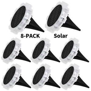 8-LED Solar Garden Flat Buried Light Outdoor Disk In-Ground Light Garden Pathway - Picture 1 of 22