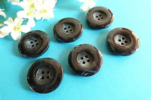 195C/Stunning Buttons Vintage " Marbled " Navy Blue Lot 6 Buttons Ép. 1960/70 - Picture 1 of 4