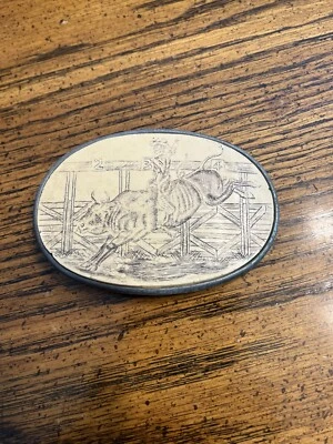 Hebilla de cinturón Bull Rider de metal de latón tallado a mano de piedra de jabón vintage de los años 70 Foto 1 de 4