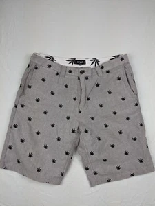 Huf embroidered Weed Leaf Chino Walk Shorts Aop All Over Print Size 32 Grey - Picture 1 of 13