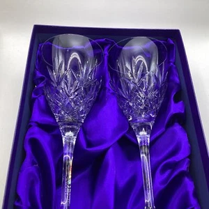 2x Royal Doulton 'Cihell' Crystal Goblets (H2) S#519 - Picture 1 of 9