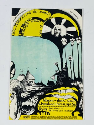 Postal de colección Bill Graham BG 114 OPC-A Eric Burdon y los animales mercurio Foto 1 de 2