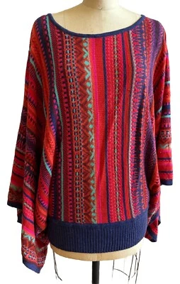NOVICA Colorido Rayas Bebé Alpaca Suéter Capa Poncho Usado en Excelente Condición L/XL Súper Suave Foto 1 de 4