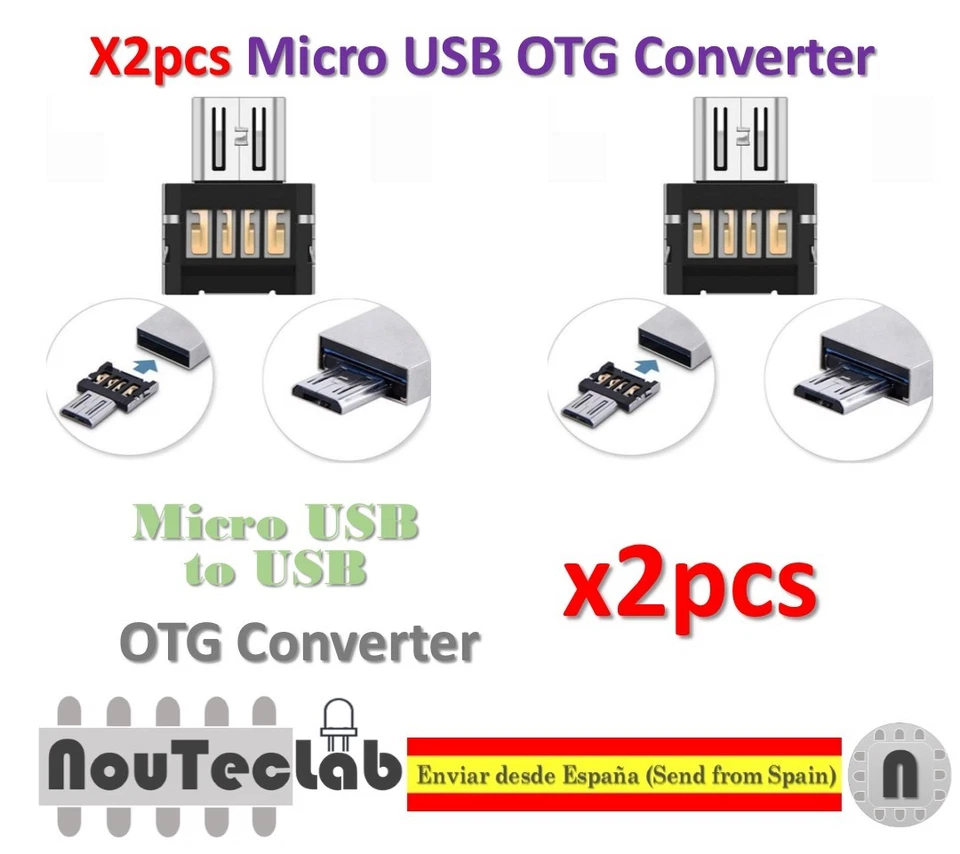 2pcs Mini USB 2.0 Micro USB OTG Converter Adapter for PC Tablet Android - Imagen 1 de 1