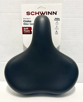 Schwinn WIDE BLACK COMFORT Midway Cruise BICYCLE SEAT/SADDLE Soft Foam (A9) - Image 1 of 4